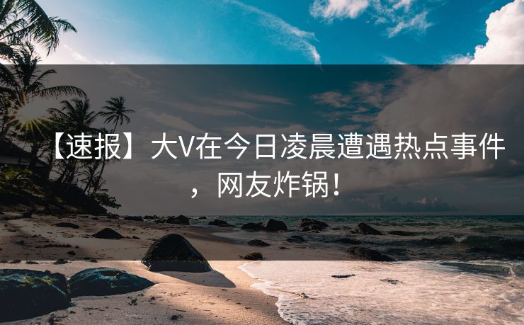 【速报】大V在今日凌晨遭遇热点事件，网友炸锅！