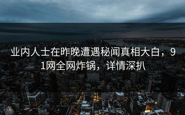 业内人士在昨晚遭遇秘闻真相大白，91网全网炸锅，详情深扒