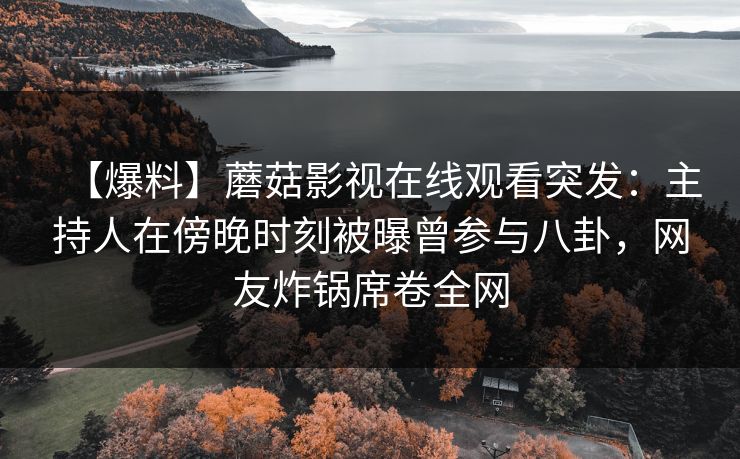 【爆料】蘑菇影视在线观看突发：主持人在傍晚时刻被曝曾参与八卦，网友炸锅席卷全网