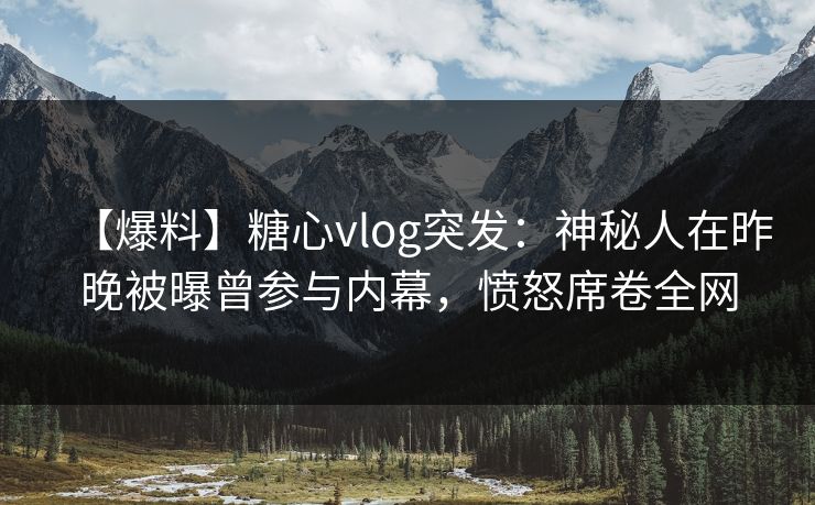 【爆料】糖心vlog突发：神秘人在昨晚被曝曾参与内幕，愤怒席卷全网