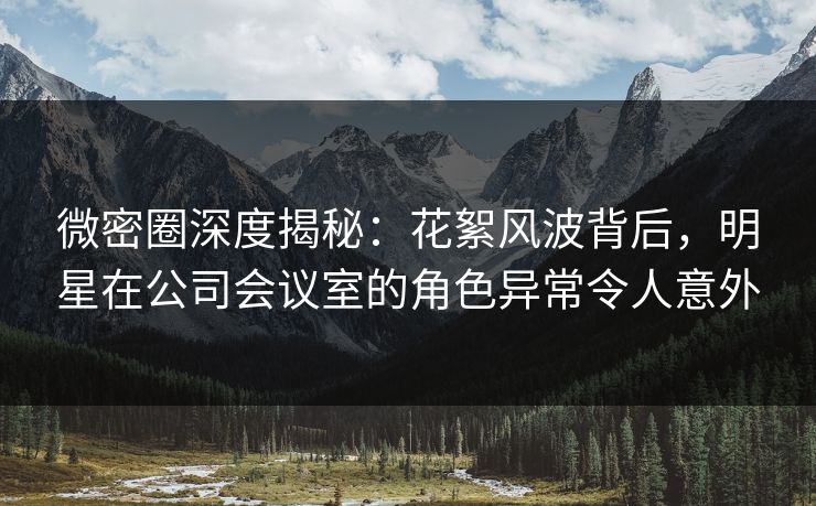微密圈深度揭秘：花絮风波背后，明星在公司会议室的角色异常令人意外