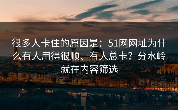 很多人卡住的原因是：51网网址为什么有人用得很顺、有人总卡？分水岭就在内容筛选