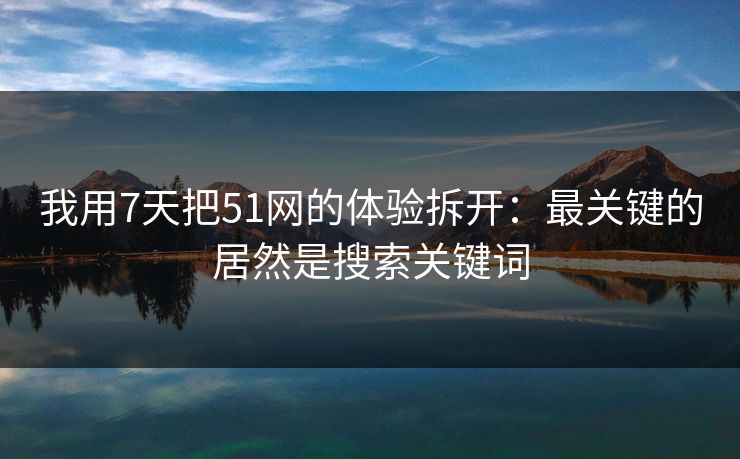 我用7天把51网的体验拆开：最关键的居然是搜索关键词