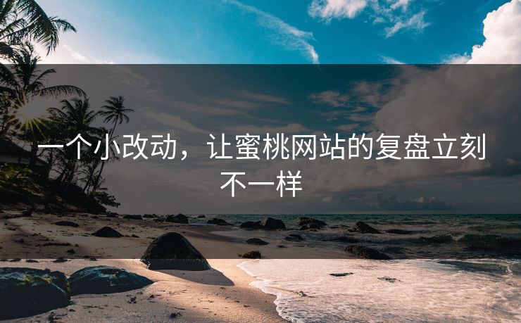 一个小改动，让蜜桃网站的复盘立刻不一样
